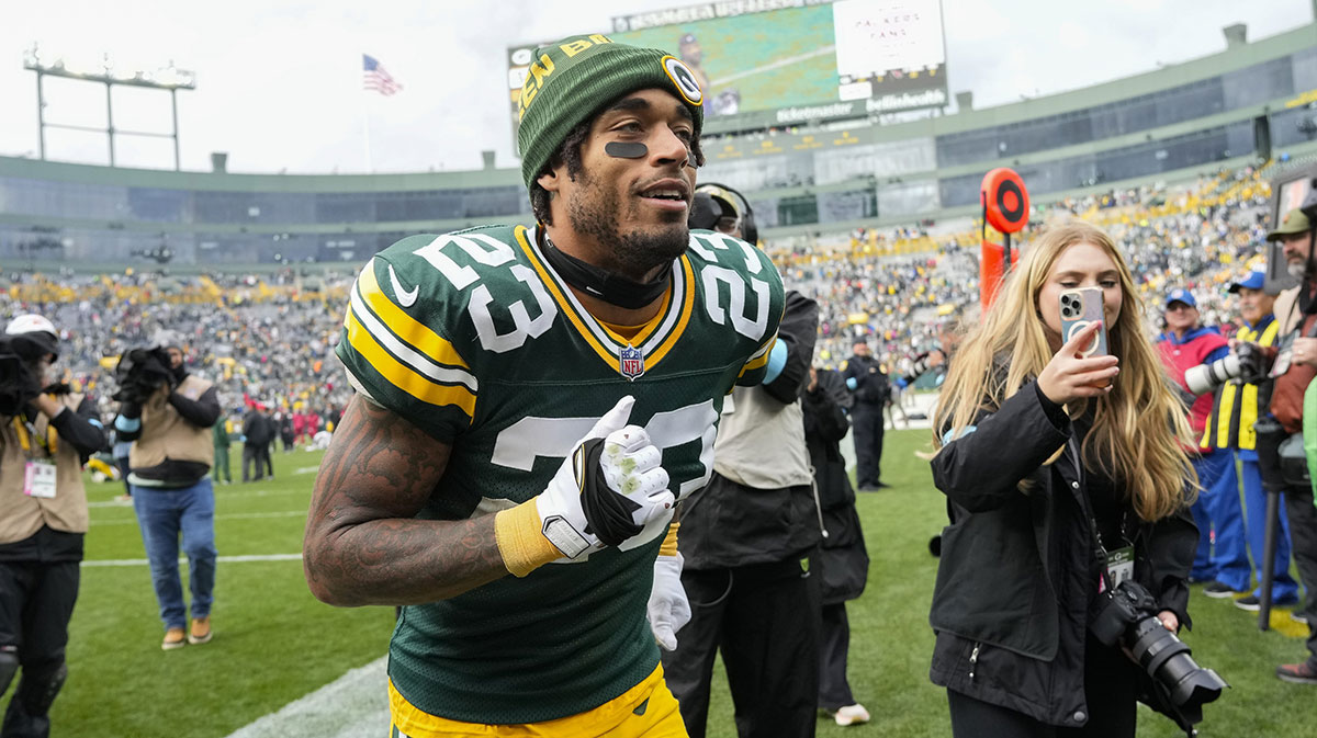 Green Bay Packers cornerback Jaire Alexander (23) following the game against the Arizona Cardinals at Lambeau Field.