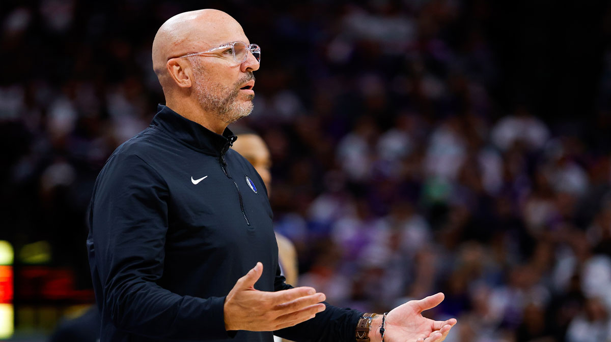 Dallas Mavericks head coach Jason Kidd reacts to a call during the fourth quarter against the Sacramento Kings at Golden 1 Center.