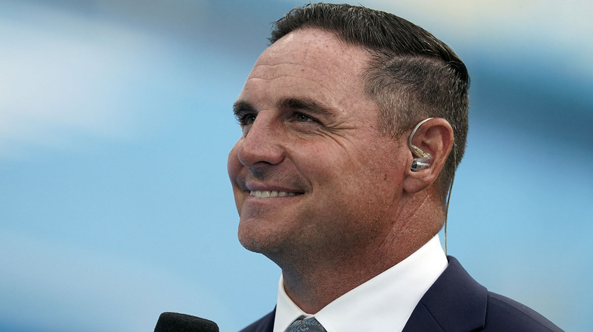 Former Falcons and Cardinals kicker Jay Feely, who is heading into politics as he runs for the House of Representatives in Arizona, at Panthers-Chargers game.