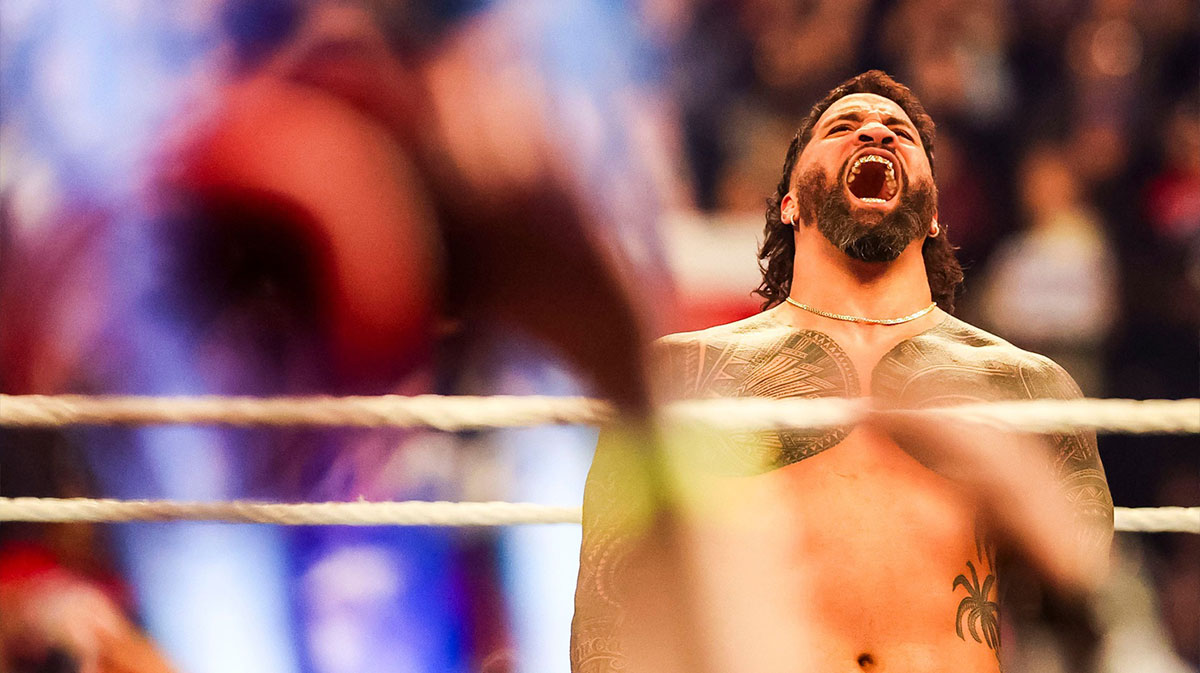 WWE star Jey Uso, who Jason Momoa does not know, after winning the Royal Rumble on February 1, 2025.
