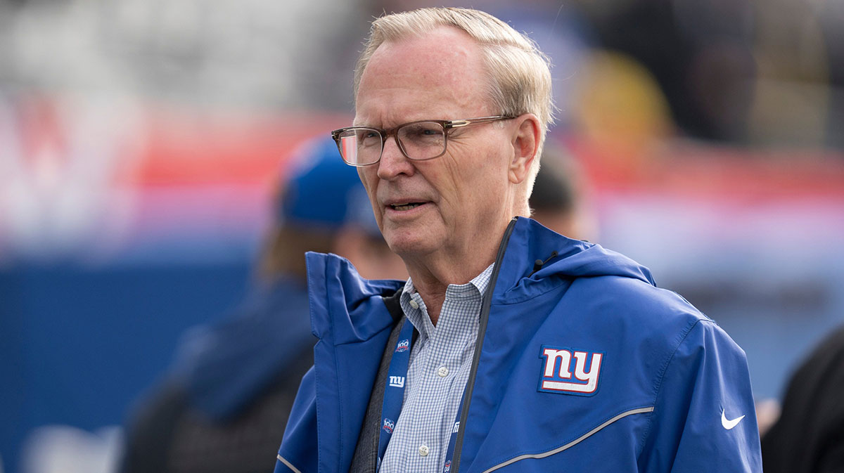 President and CEO John Mara stands on the sidelines during pregame of a game between New York Giants and Indianapolis Colts at MetLife Stadium on Sunday, Dec. 29, 2024.