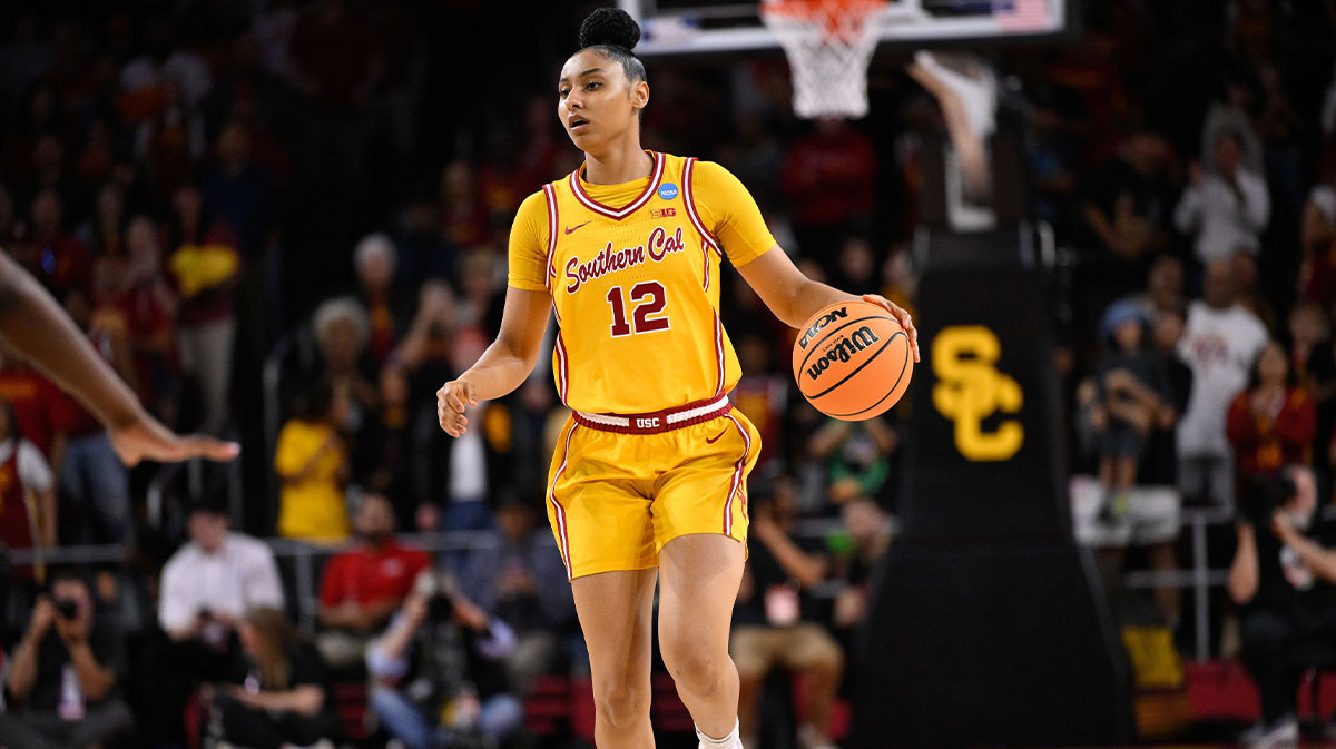 USC Trojans guard JuJu Watkins (12) during an NCAA Tournament second round game against the Mississippi State Bulldogs at Galen Center.