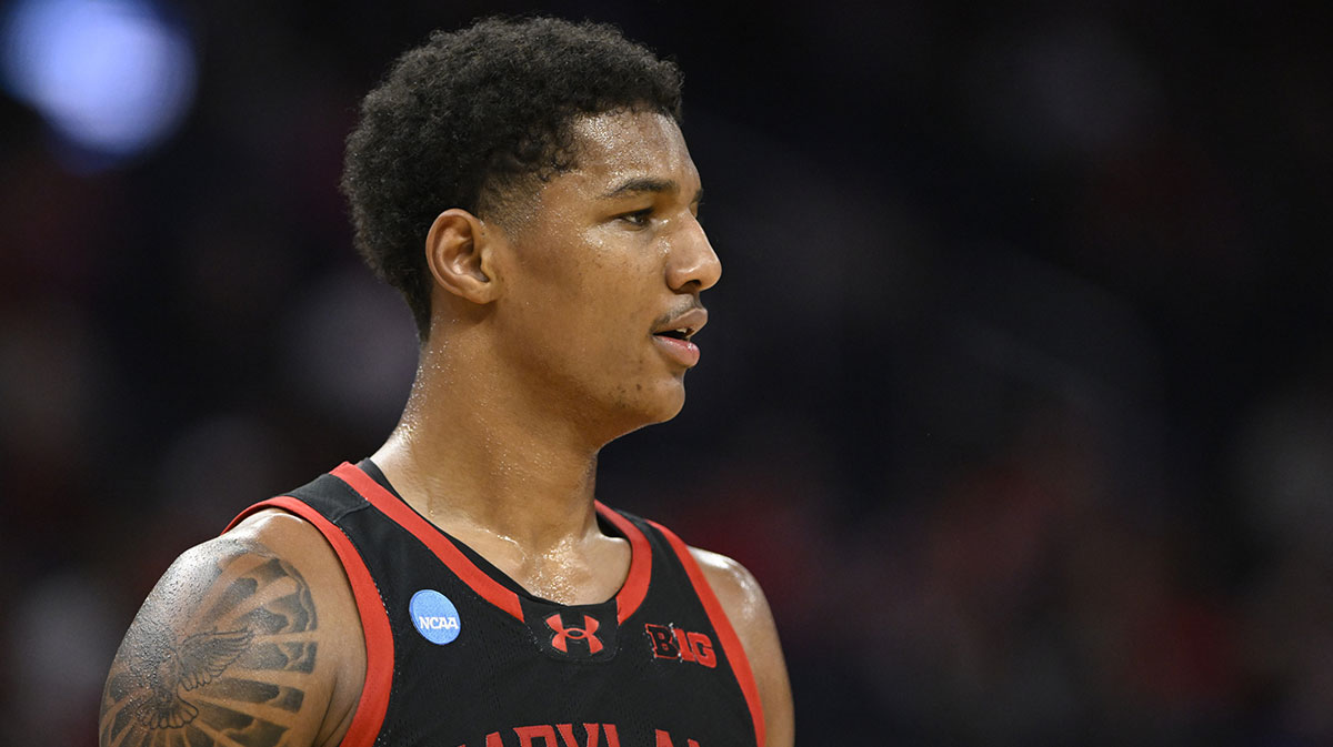 Maryland Terrapins forward Julian Reese (10) walks on court during the first half against the Florida Gators during a West Regional semifinal of the 2025 NCAA tournament at Chase Center.