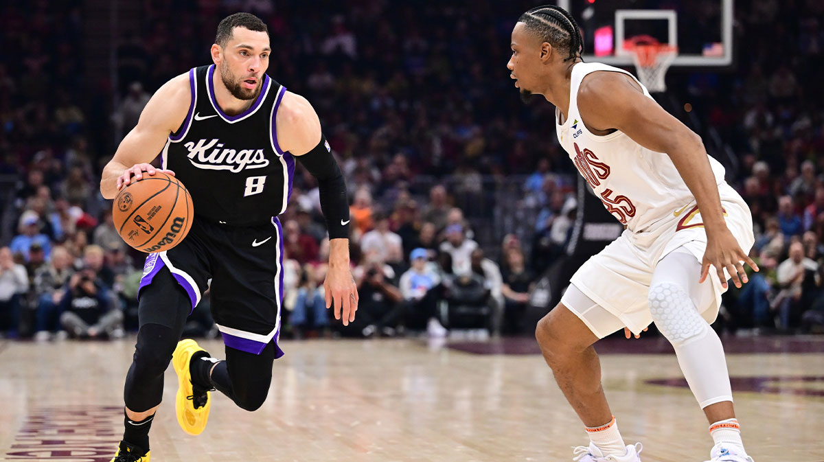 Kings guard Zach LaVine dribbles
