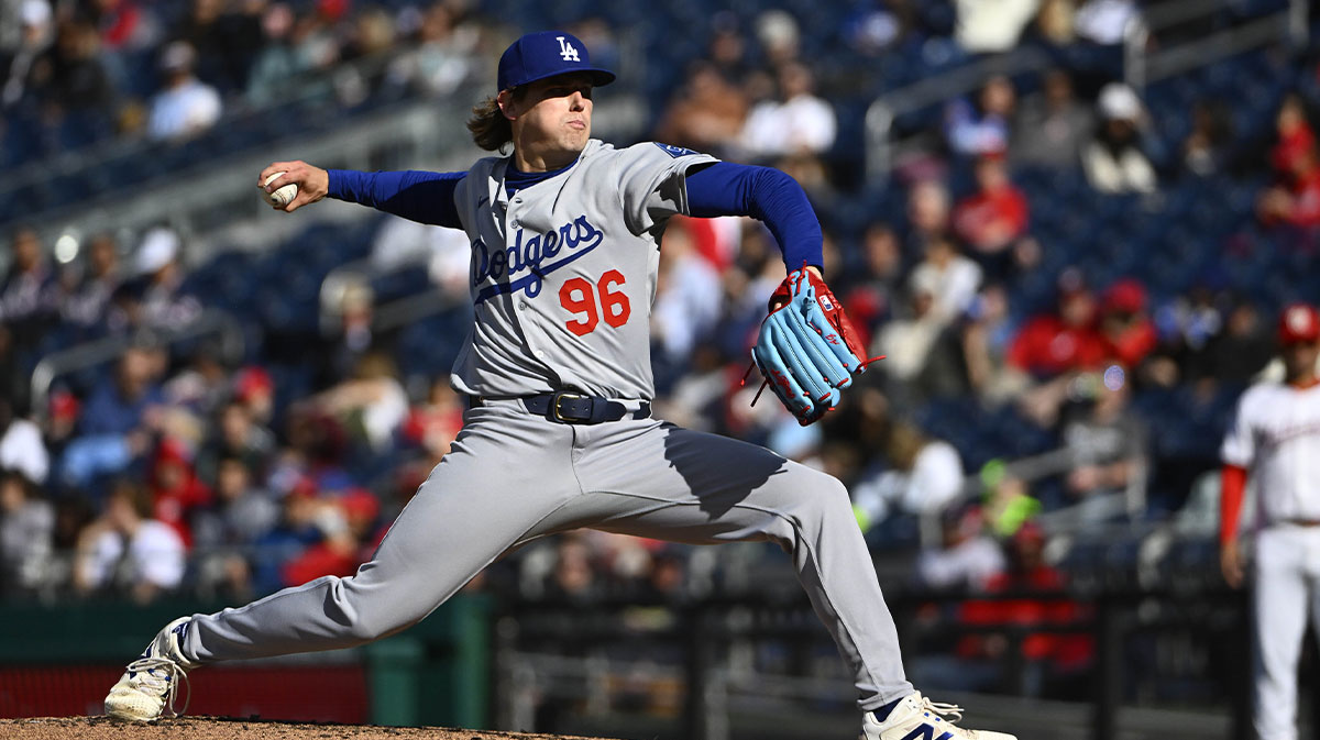 Los Angeles Dodgers pitcher Landon Knack (96) throws to the Washington Nationals during the first inning at Nationals Park.