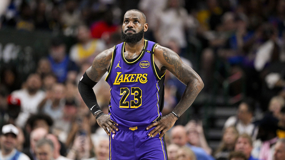 Los Angeles Lakers forward LeBron James (23) during the game between the Dallas Mavericks and the Los Angeles Lakers at American Airlines Center.