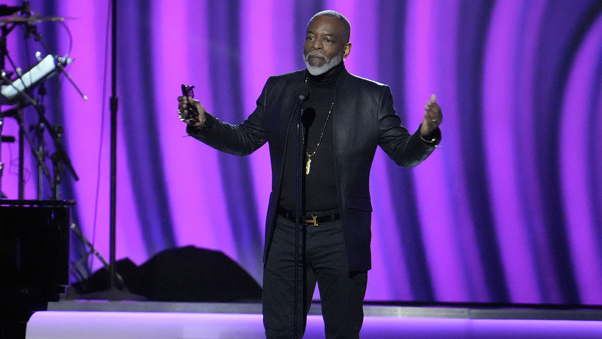 LeVar Burton arrives to present awards during the 64th GRAMMY Awards Premiere Ceremony