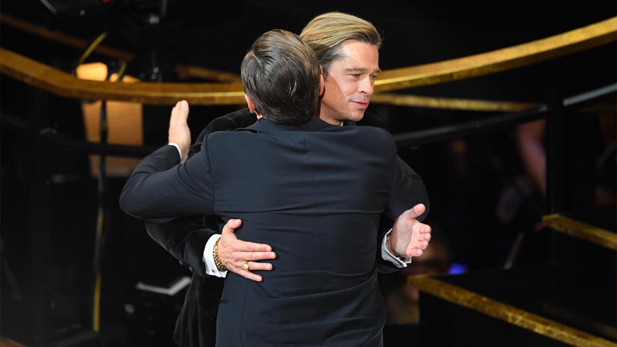 Leonardo DiCaprio and Brad Pitt at the Oscars on February 9, 2020.