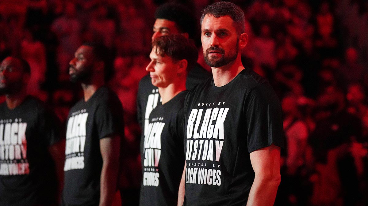 Miami Heat forward Kevin Love (42) during pregame ceremonies before the game against the Atlanta Hawks at Kaseya Center.