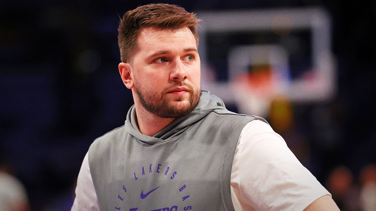 Los Angeles Lakers guard Luka Doncic (77) looks on before a game two of first round for the 2024 NBA Playoffs against the Minnesota Timberwolves at Crypto.com Arena.