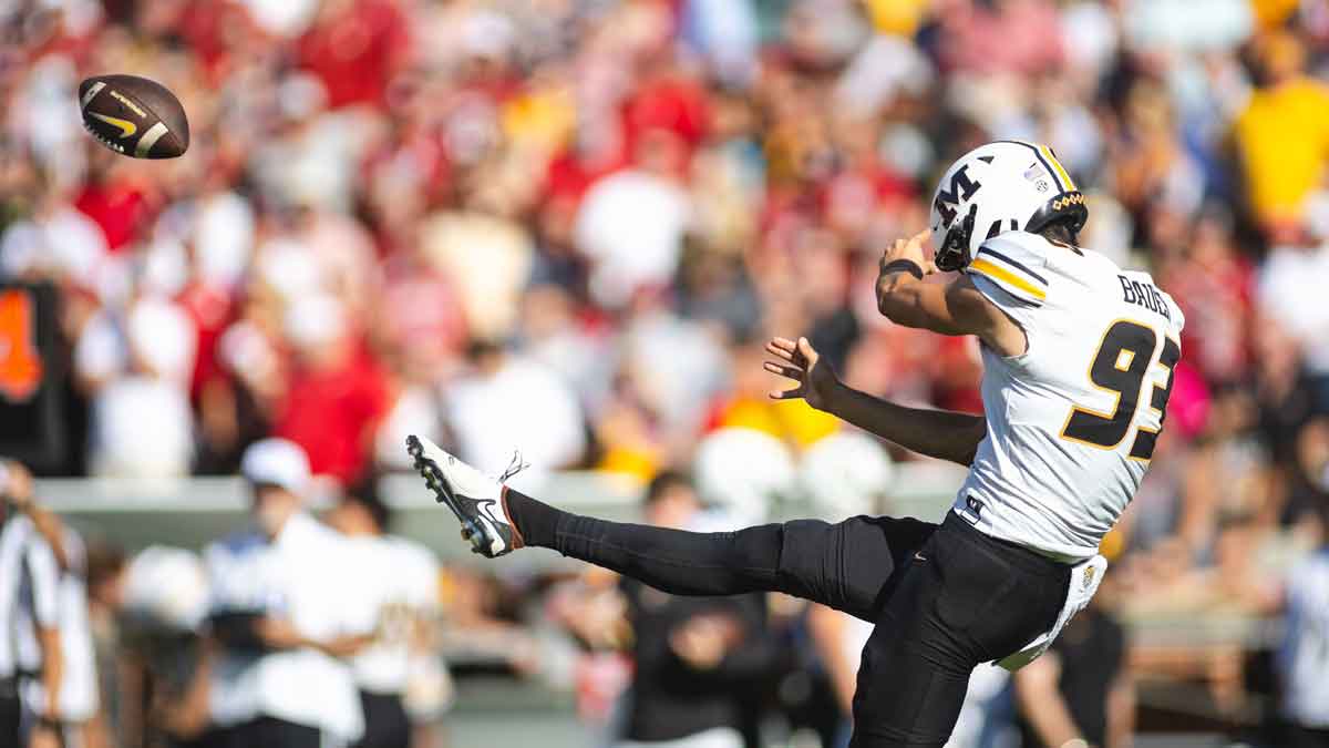 Missouri Tigers punter Luke Bauer (93) punts against the Alabama Crimson Tide during the first quarter at Bryant-Denny Stadium.