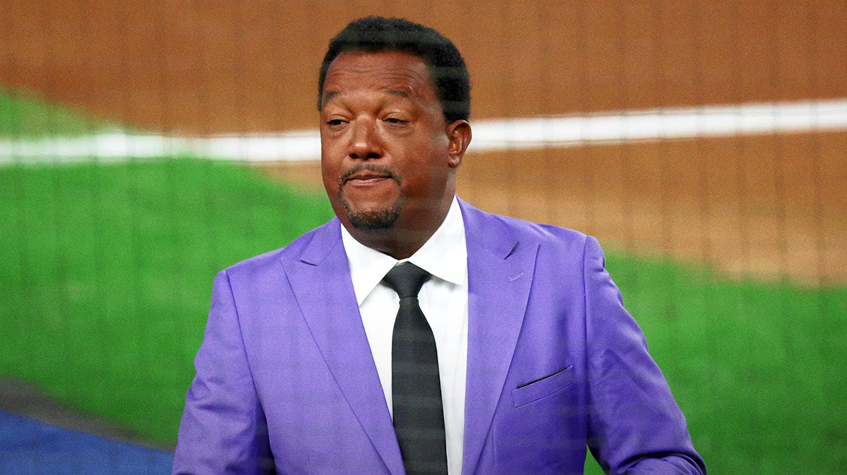 New York, New York, USA; MLB Hall of Fame player Pedro Martinez before game three of the 2024 MLB World Series between the Los Angeles Dodgers and New York Yankees at Yankee Stadium.