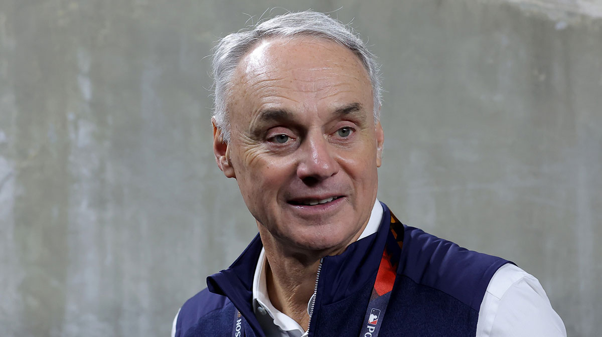 MLB commissioner Rob Manfred before game four of the 2024 MLB World Series between the Los Angeles Dodgers and New York Yankees at Yankee Stadium.