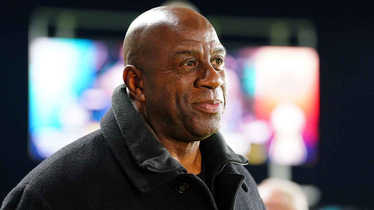 Magic Johnson attends the 2024 NWSL Championship match at CPKC Stadium.