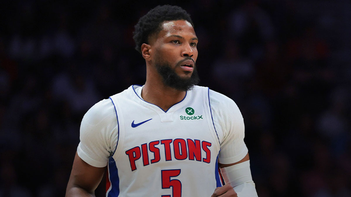 Detroit Pistons guard Malik Beasley (5) looks on against the Miami Heat during the fourth quarter at Kaseya Center.