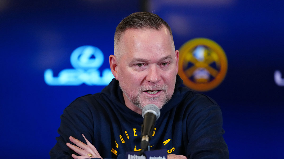 Denver Nuggets head coach Michael Malone before the game against the Phoenix Suns at Ball Arena.
