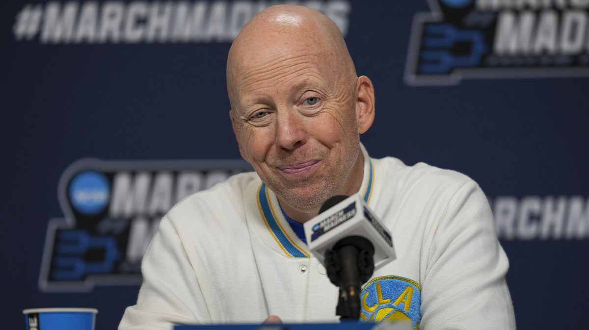 UCLA head coach Mick Cronin speaks with media during NCAA Tournament First Round Practice at Rupp Arena.