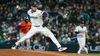 Seattle Mariners starting pitcher Luis Castillo (58) throws against the Houston Astros during the fourth inning at T-Mobile Park.
