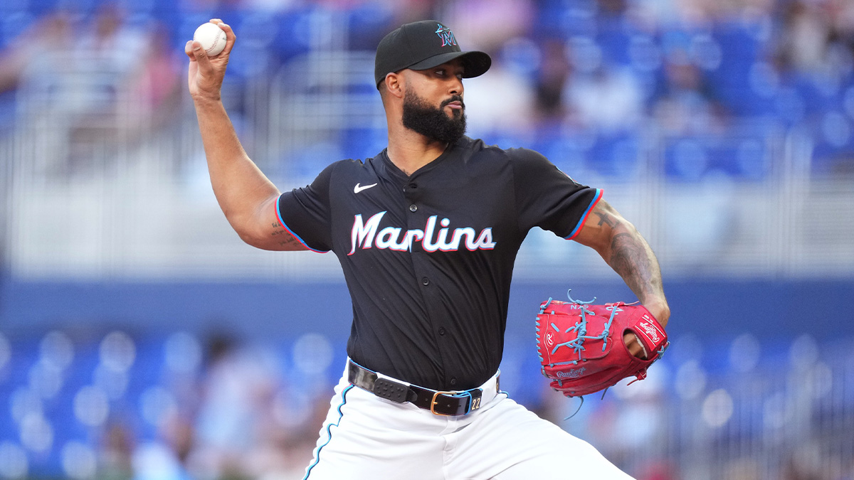 Miami Marlins pitcher Sandy Alcantara (22) pitches in the first inning against the Washington Nationals at loanDepot Park.