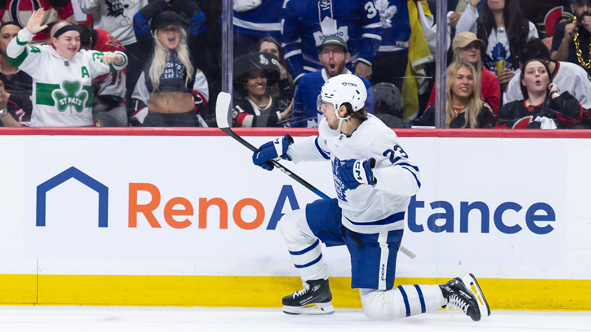 Leafs’ Matthew Knies drops Seth Jones with massive check in Game 1