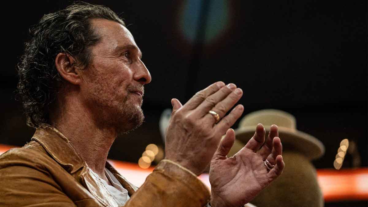 Actor Matthew McConaughey claps for the Longhorns in the second half as the Texas Longhorns take on the Tennessee Lady Vols in the Moody Center, Jan. 23, 2025.