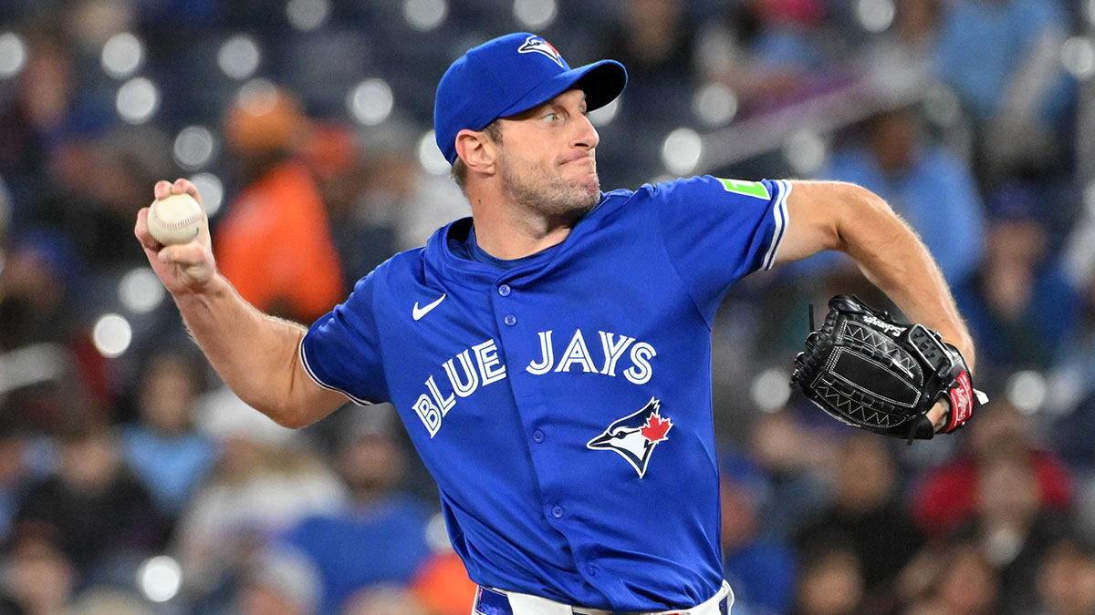 Toronto Blue Jays starting pitcher Max Scherzer (31) delivers a pitch against the Baltimore Orioles in the first inning at Rogers Centre.