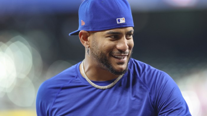 Mets center fielder Jose Siri (19) after batting practice
