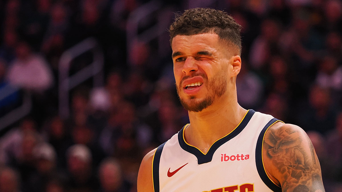 Denver Nuggets forward Michael Porter Jr. (1) squints after a play against the Golden State Warriors during the third quarter at Chase Center.
