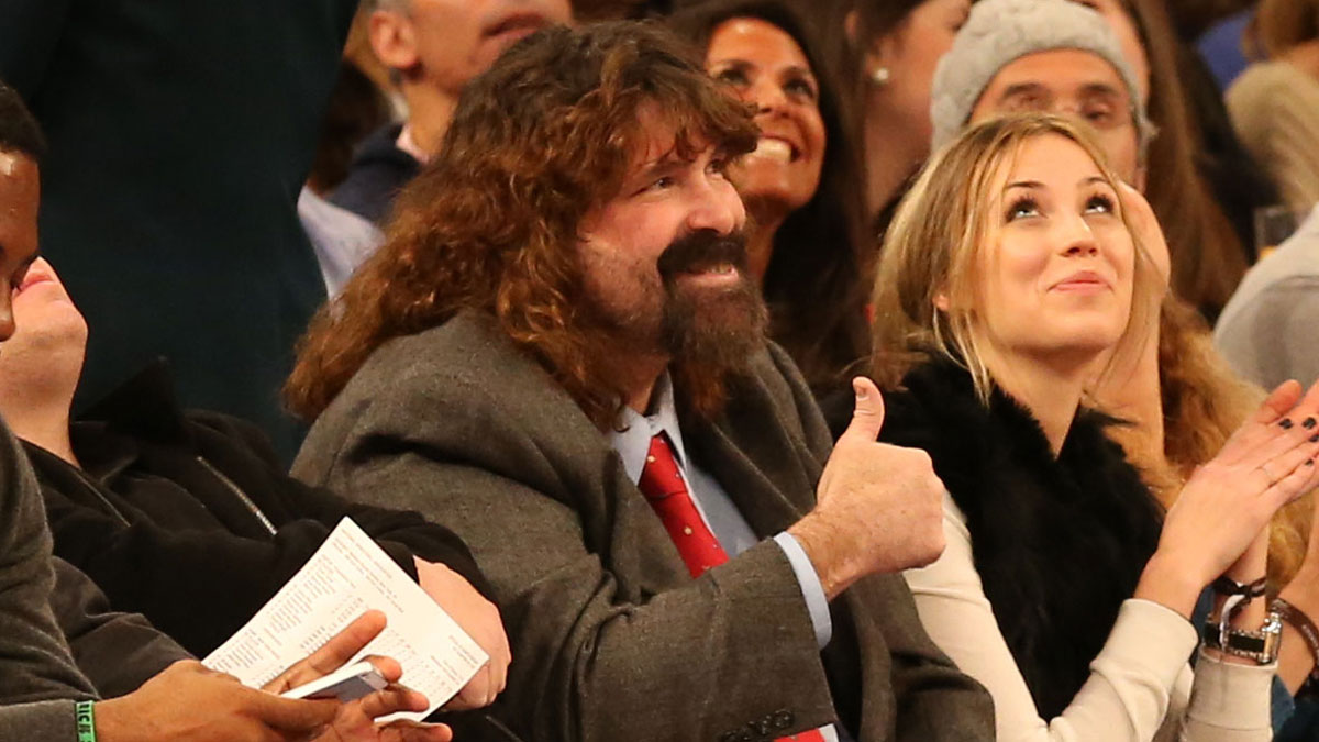 Mick Foley at New York Knicks-Philadelphia 76ers game on February 24, 2013.