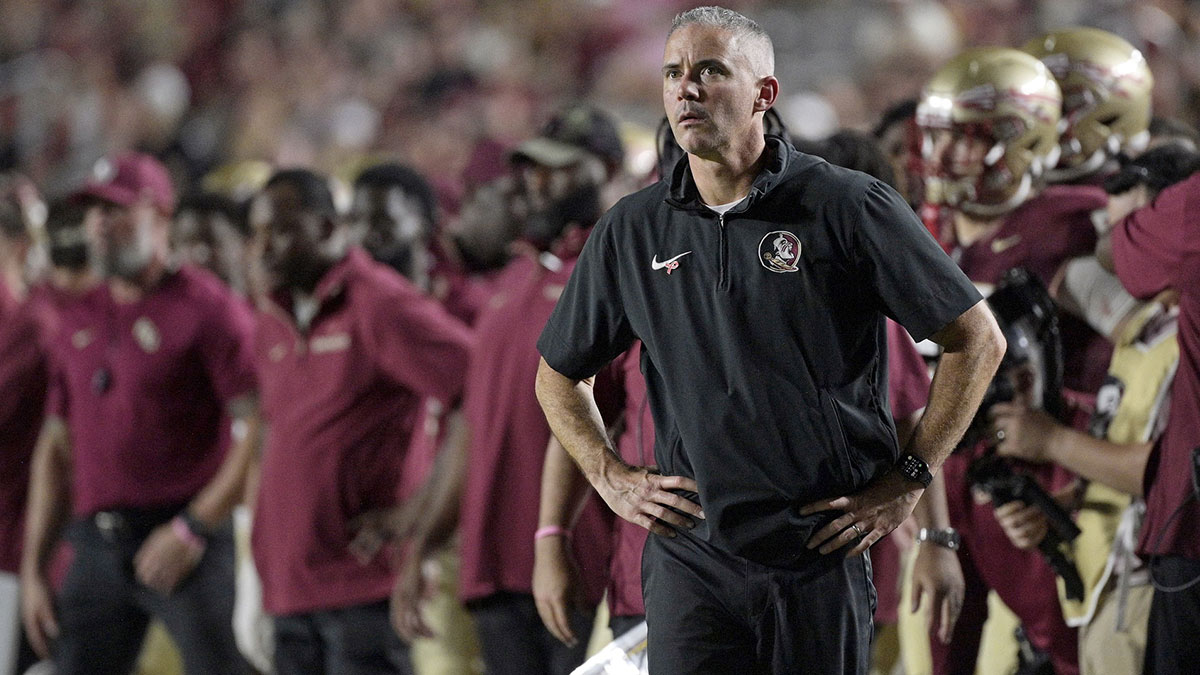 Florida State Seminoles head coach Mike Norvell during the second half against the Clemson Tigers at Doak S. Campbell Stadium. Mandatory Credit: Melina Myers-Imagn Images