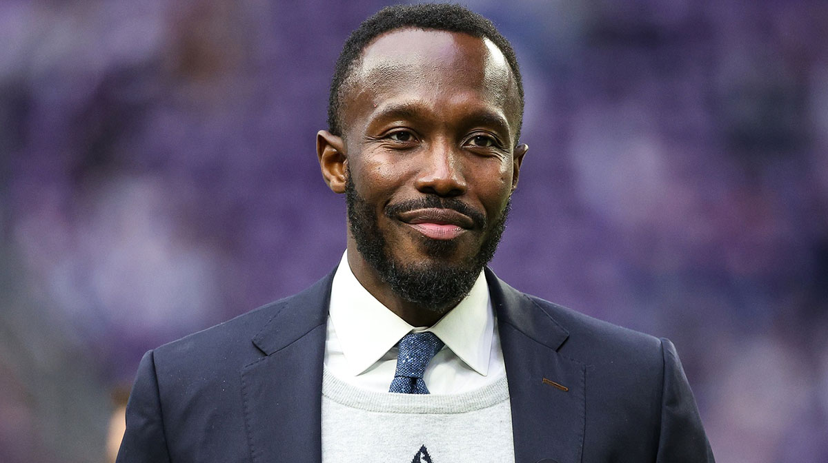 Minnesota Vikings general manager Kwesi Adofo-Mensah looks on before the game against the Atlanta Falcons at U.S. Bank Stadium.