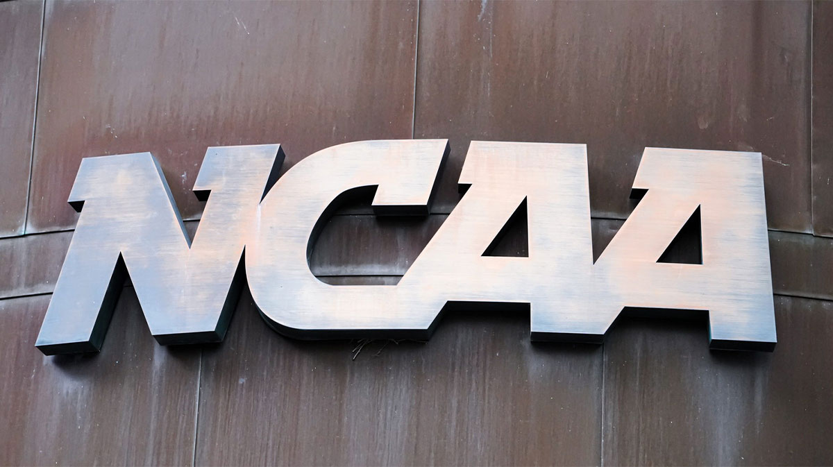 Someone speaks during a press conference celebrating the 25 year anniversary of the NCAA moving its national office to Indianapolis on Tuesday, Aug. 13, 2024, at the NCAA Headquarters in Indianapolis.
