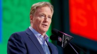 NFL Commissioner Roger Goodell welcomes fans to the 2025 NFL Draft before the first round on Thursday, April 24, 2025, at Lambeau Field in Green Bay, Wisconsin.