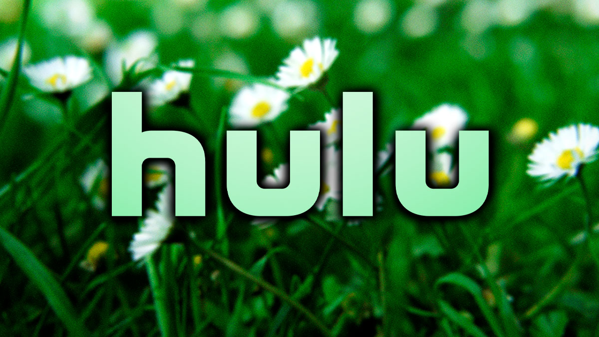 Hulu logo in front of flowers to represent April springtime.