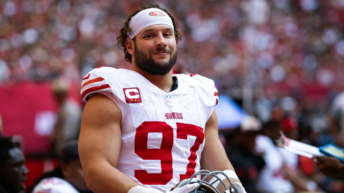 49ers star Nick Bosa against the Cardinals on January 5, 2025.