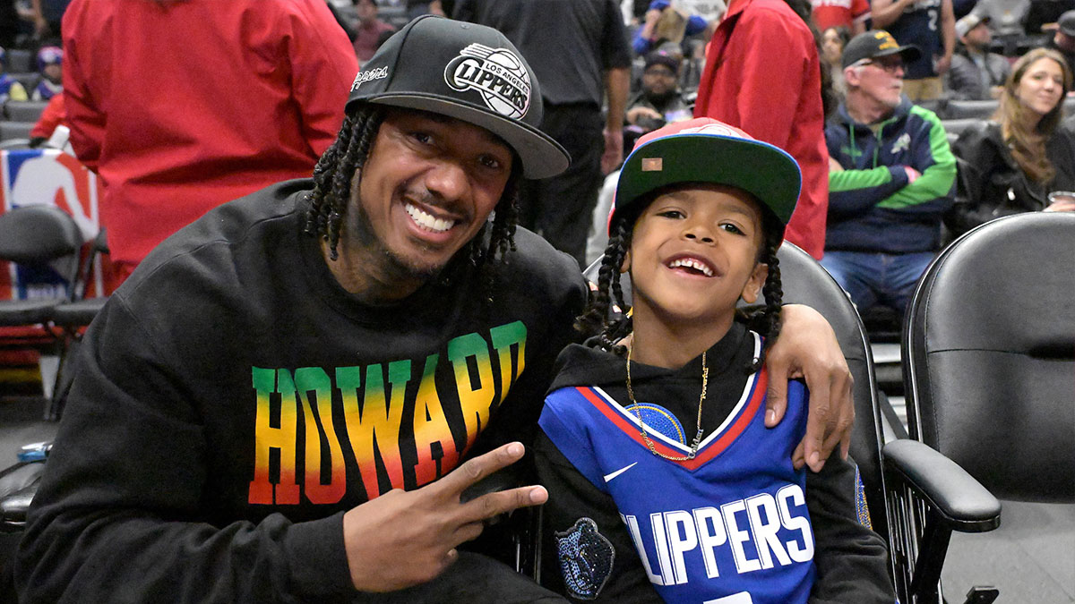Comedian and television host Nick Cannon attends the game between the Los Angeles Clippers and the Utah Jazz