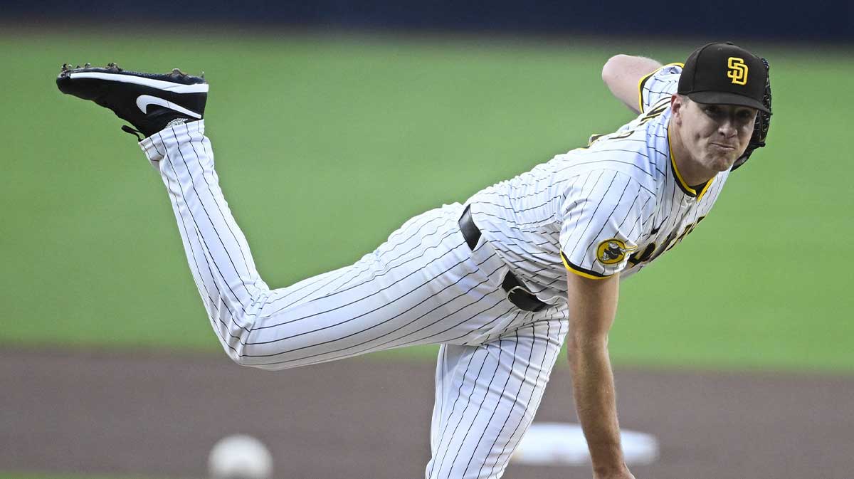 San Diego Padres starting pitcher Nick Pivetta (27) delivers during the first inning against the San Francisco Giants at Petco Park.