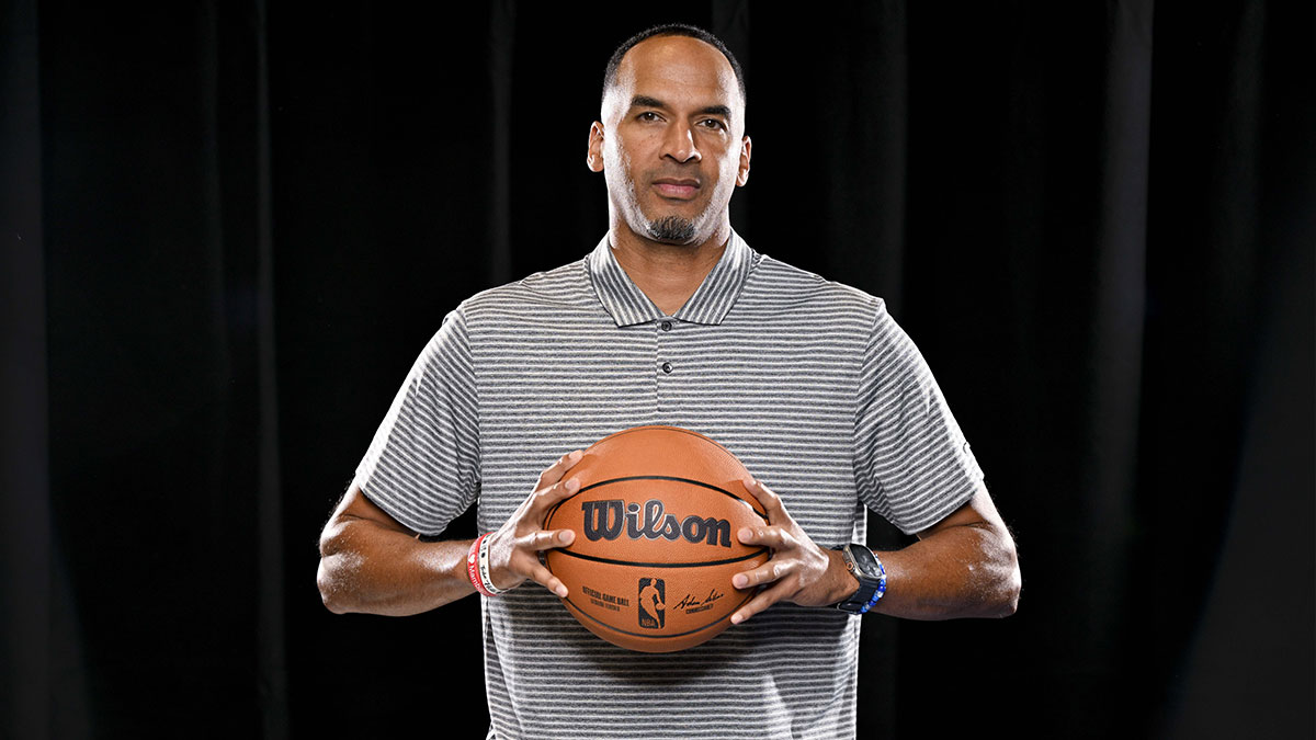 Dallas Mavericks general manager Nico Harrison poses for a photo during the 2024 Dallas Mavericks media day.
