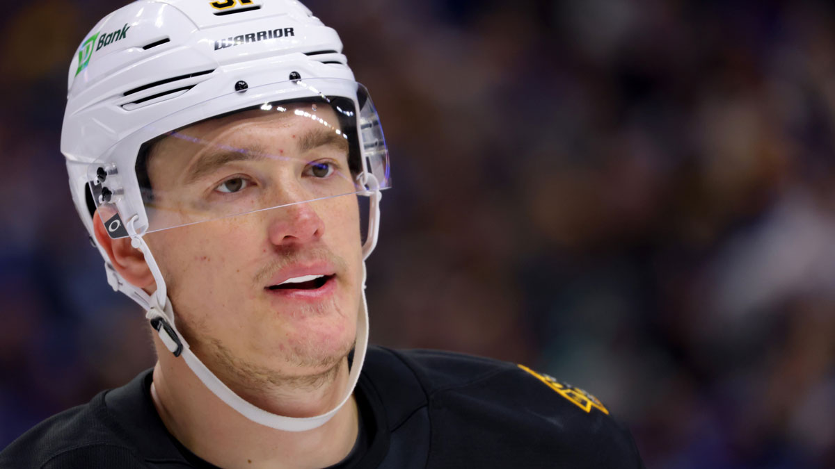 Boston Bruins defenseman Nikita Zadorov (91) during a stoppage in play during the second period against the Buffalo Sabres at KeyBank Center.