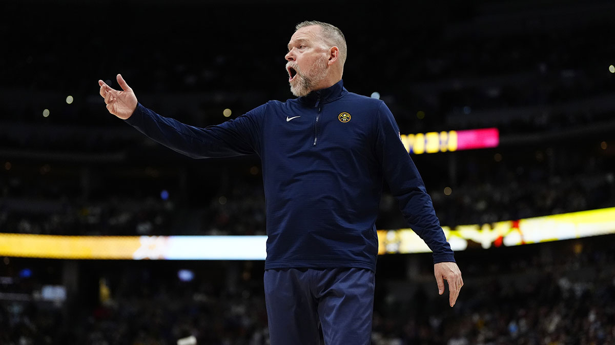 Denver Nuggets head coach Michael Malone reacts in the second half against the Indiana Pacers at Ball Arena.
