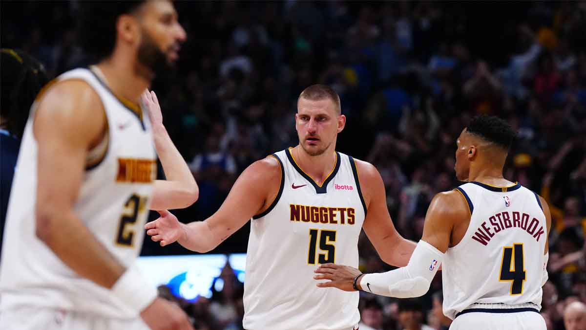 Nuggets center Nikola Jokic celebrates