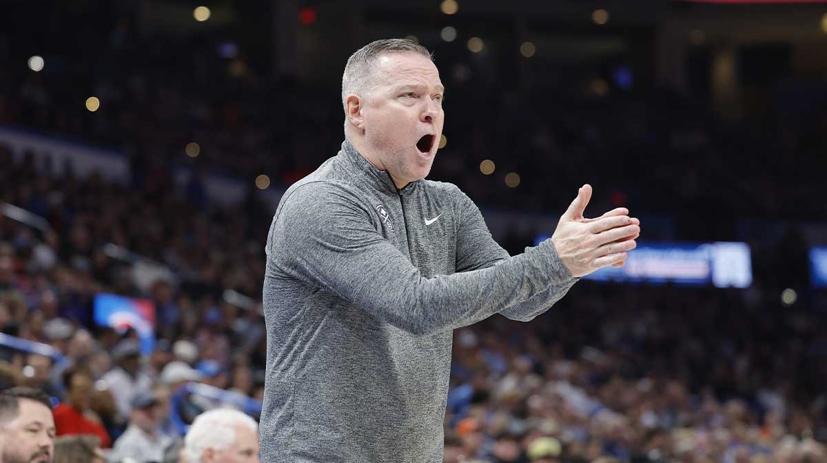 Denver Nuggets head coach Michael Malone gestures to his team during a play against the Oklahoma City Thunder during the second quarter at Paycom Center.