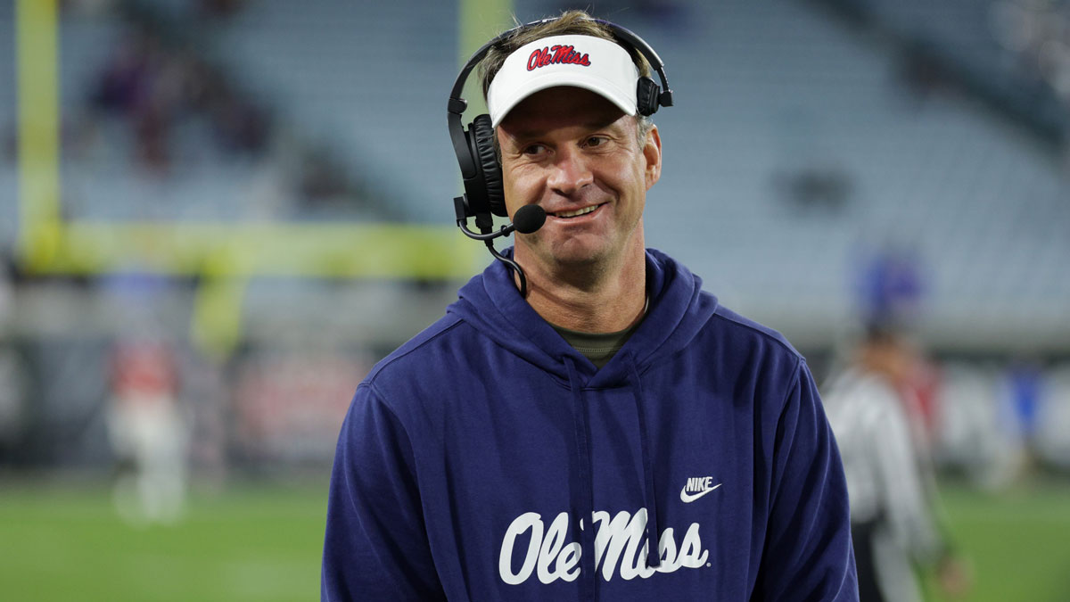Mississippi Rebels head coach Lane Kiffin looks on against the Duke Blue Devils in the fourth quarter during the Gator Bowl at EverBank Stadium.