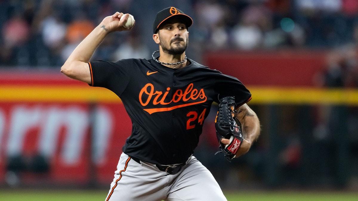 Orioles pitcher Zach Eflin throws ball