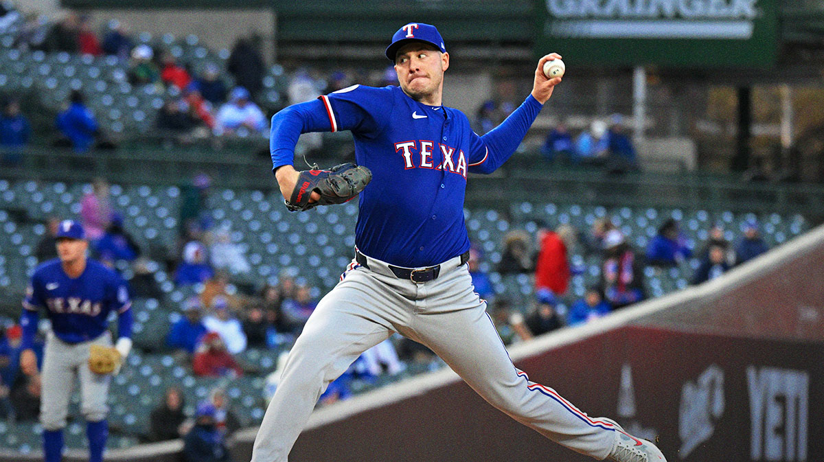 Texas Rangers pitcher Patrick Corbin (46) delivers against the Chicago Cubs during the first inning at Wrigley Field.