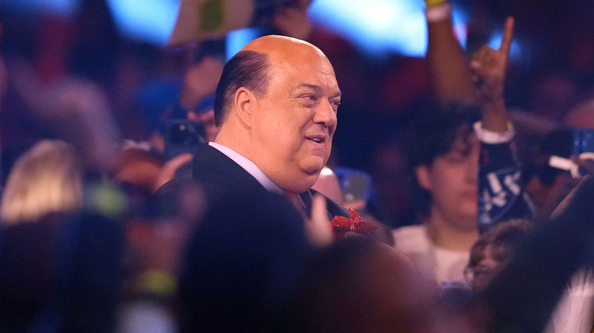 Paul Heyman during the Men’s Royal Rumble match during the WWE Royal Rumble at Lucas Oil Stadium.