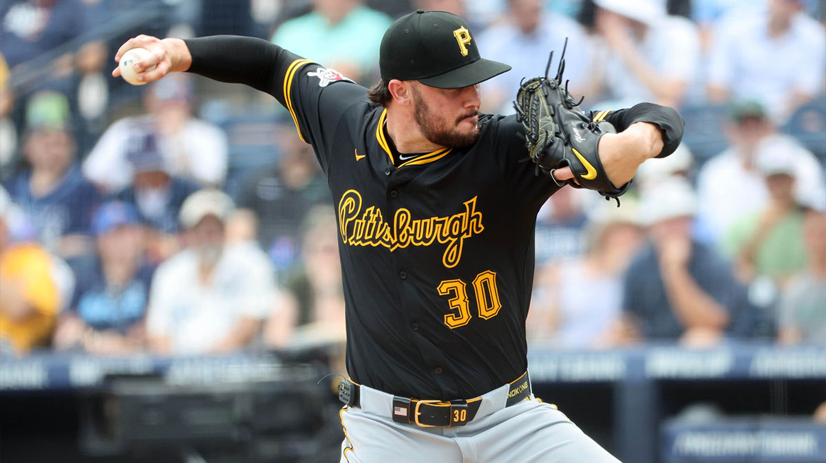 Pittsburgh Pirates starting pitcher Paul Skenes (30) throws a pitch during the first inning against the Tampa Bay Rays at George M. Steinbrenner Field.