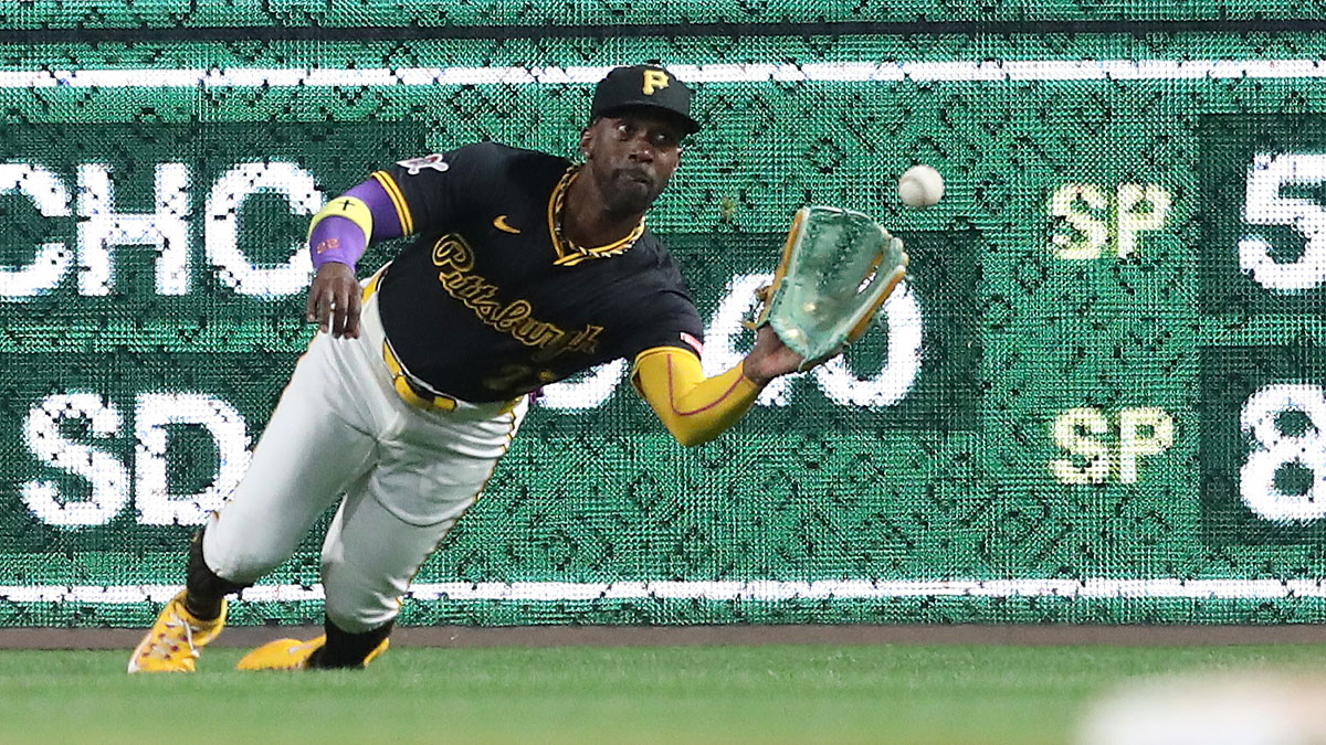 Pittsburgh Pirates right fielder Andrew McCutchen (22) makes a diving catch during the sixth inning against the Washington Nationals at PNC Park.