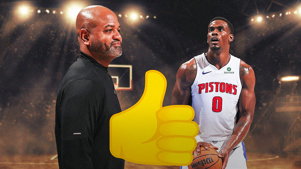 JB Bickerstaff smiling, Jalen Duren at LCA with thumbs up emojis