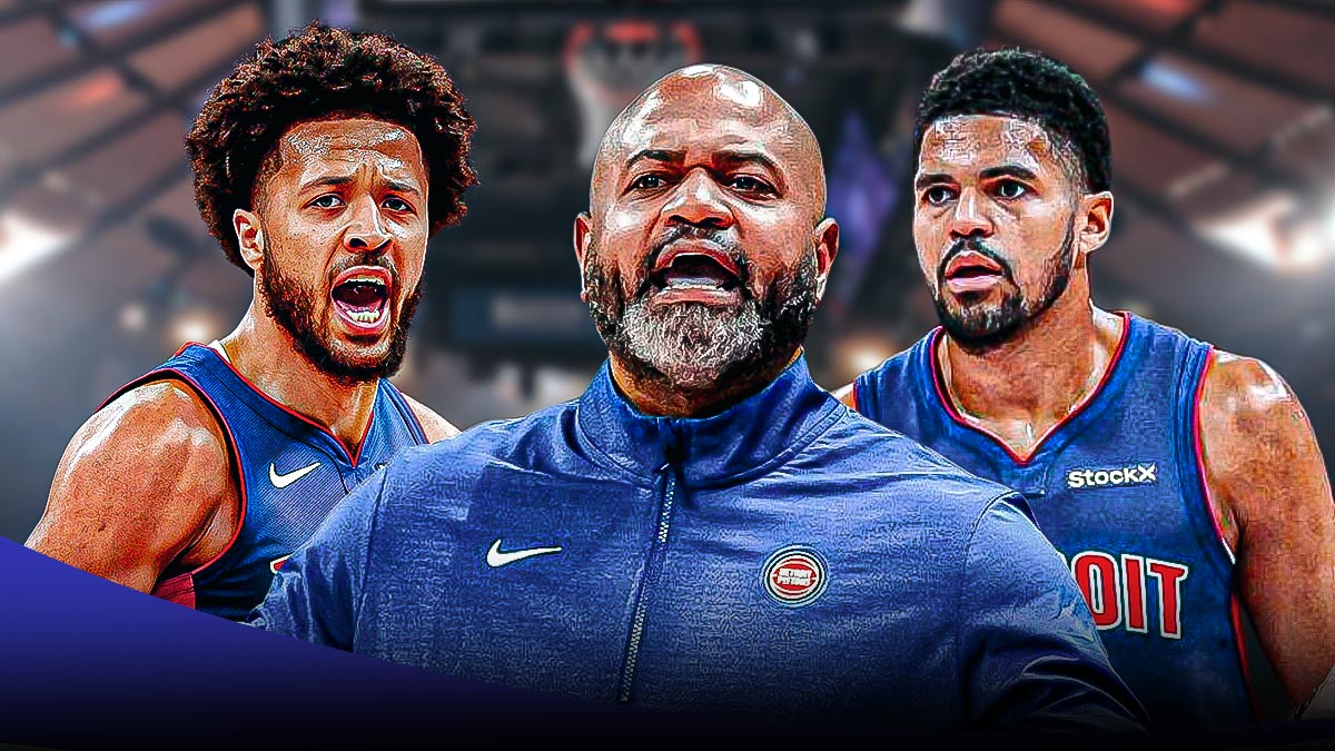 Tobias Harris, JB Bickerstaff, Cade Cunningham at Madison Square Garden